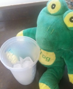 Frog Quaffer Making Ice Coffee Step 1 Add ice to the mixer shaker